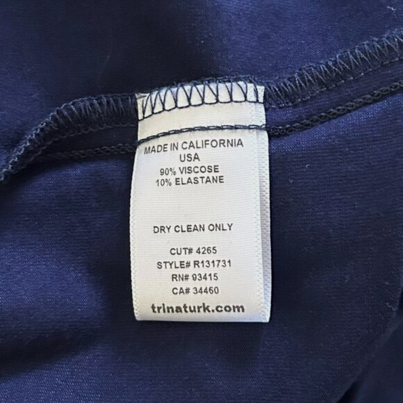 Trina Turk Navy Sleeveless Jersey Short Dress w/ Tie Draped Scoop Neck Sz 0 - Picture 7 of 8